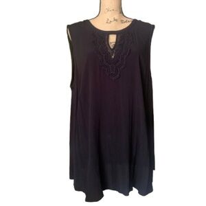 Pale Sky Sleeveless Lace Embellished Top